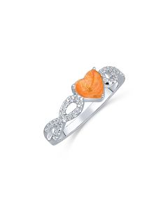 LifeStone™ Ladies Infinite Hearts Cremation Ashes Ring-Amber-Sterling Silver