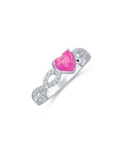 LifeStone™ Ladies Infinite Hearts Cremation Ashes Ring-Magenta-Sterling Silver