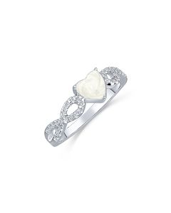 LifeStone™ Ladies Infinite Hearts Cremation Ashes Ring-Pearl-Sterling Silver