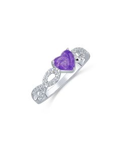 LifeStone™ Ladies Infinite Hearts Cremation Ashes Ring-Violet-Sterling Silver