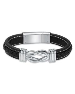 Infinite Knot Leather Bracelet - Stainless Steel Cremation Ashes Jewellery