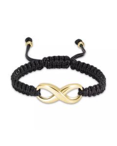 Infinity Gold Black Cord Bracelet- Stainless Steel Cremation Ashes Jewellery