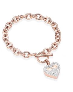 Crystal Infinity Heart - Rose Gold Stainless Steel Cremation Ashes Jewellery Bracelet
