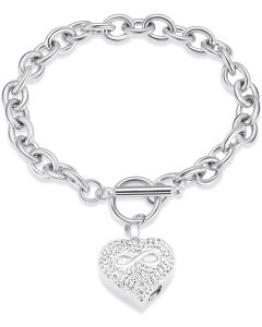 Crystal Infinity Heart - Stainless Steel Cremation Ashes Jewellery Bracelet