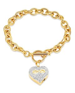 Crystal Infinity Heart - Yellow Gold Stainless Steel Cremation Ashes Jewellery Bracelet