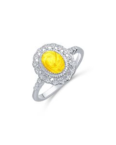 LifeStone™ Ladies Kensington Cremation Ashes Ring-Sunflower-Sterling Silver