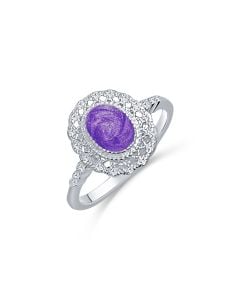 LifeStone™ Ladies Kensington Cremation Ashes Ring-Violet-Sterling Silver