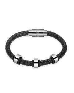 Vegan Leather Rope Bracelet - Stainless Steel Cremation Ashes Jewellery