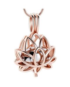 Lotus Flower Rose - Stainless Steel Cremation Ashes Jewellery Pendant