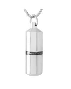 Love Forever Cylinder -Stainless Steel Cremation Ashes Jewellery Memorial Pendant