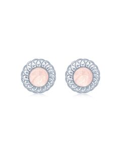 LifeStone™ Ladies Sterling Silver Forever Round Cremation Ashes Earrings-Ballerina