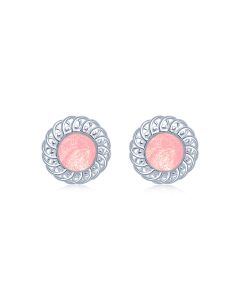 LifeStone™ Ladies Sterling Silver Forever Round Cremation Ashes Earrings-Cupid