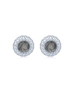 LifeStone™ Ladies Sterling Silver Forever Round Cremation Ashes Earrings-Midnight