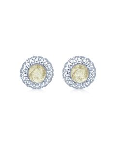 LifeStone™ Ladies Sterling Silver Forever Round Cremation Ashes Earrings-Natural