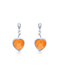 LifeStone™ Ladies Droplet Heart Cremation Ashes Earrings-Amber