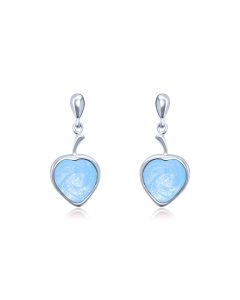 LifeStone™ Ladies Droplet Heart Cremation Ashes Earrings-Azure
