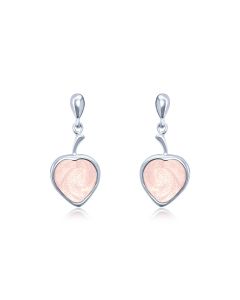 LifeStone™ Ladies Droplet Heart Cremation Ashes Earrings-Ballerina