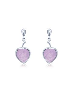 LifeStone™ Ladies Droplet Heart Cremation Ashes Earrings-Lavender