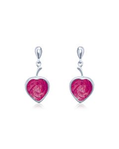 LifeStone™ Ladies Droplet Heart Cremation Ashes Earrings-Mulberry