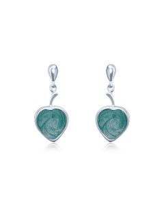 LifeStone™ Ladies Droplet Heart Cremation Ashes Earrings-Peacock