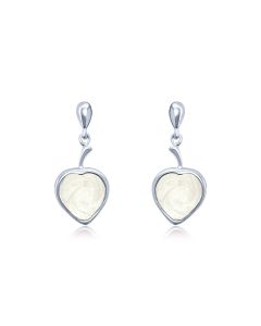 LifeStone™ Ladies Droplet Heart Cremation Ashes Earrings-Pearl