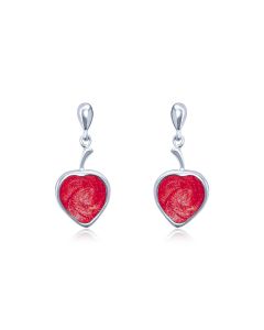 LifeStone™ Ladies Droplet Heart Cremation Ashes Earrings-Rose