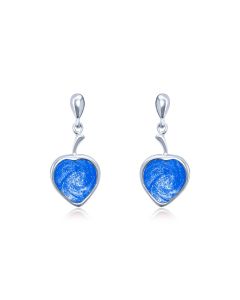 LifeStone™ Ladies Droplet Heart Cremation Ashes Earrings-Sapphire