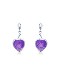 LifeStone™ Ladies Droplet Heart Cremation Ashes Earrings-Violet