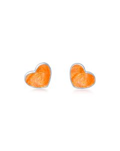 LifeStone™ Ladies Sterling Silver Asymmetric Heart Cremation Ashes Earrings-Amber