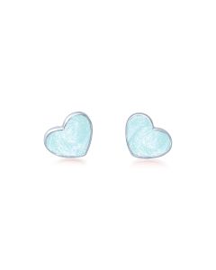 LifeStone™ Ladies Sterling Silver Asymmetric Heart Cremation Ashes Earrings-Aquamarine