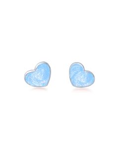 LifeStone™ Ladies Sterling Silver Asymmetric Heart Cremation Ashes Earrings-Azure