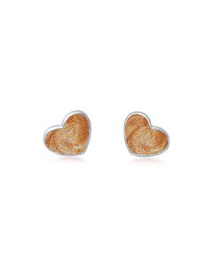 LifeStone™ Ladies Sterling Silver Asymmetric Heart Cremation Ashes Earrings-Copper
