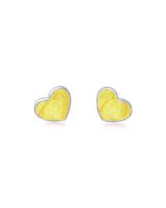 LifeStone™ Ladies Sterling Silver Asymmetric Heart Cremation Ashes Earrings-Daffodil