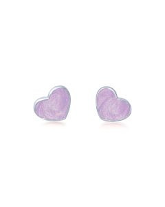 LifeStone™ Ladies Sterling Silver Asymmetric Heart Cremation Ashes Earrings-Lavender
