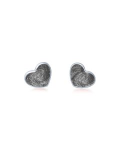 LifeStone™ Ladies Sterling Silver Asymmetric Heart Cremation Ashes Earrings-Midnight