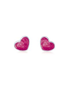 LifeStone™ Ladies Sterling Silver Asymmetric Heart Cremation Ashes Earrings-Mulberry