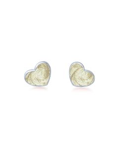 LifeStone™ Ladies Sterling Silver Asymmetric Heart Cremation Ashes Earrings-Natural