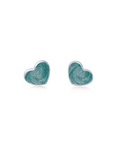 LifeStone™ Ladies Sterling Silver Asymmetric Heart Cremation Ashes Earrings-Peacock