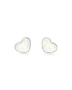 LifeStone™ Ladies Sterling Silver Asymmetric Heart Cremation Ashes Earrings-Pearl