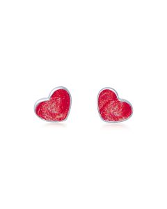 LifeStone™ Ladies Sterling Silver Asymmetric Heart Cremation Ashes Earrings-Rose