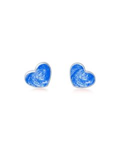 LifeStone™ Ladies Sterling Silver Asymmetric Heart Cremation Ashes Earrings-Sapphire