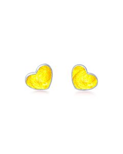 LifeStone™ Ladies Sterling Silver Asymmetric Heart Cremation Ashes Earrings-Sunflower