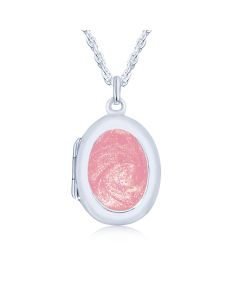 LifeStone™ Ladies Sterling Silver Cremation Ashes Oval Photo Locket-Cupid