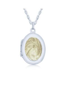 LifeStone™ Ladies Sterling Silver Cremation Ashes Oval Photo Locket-Natural