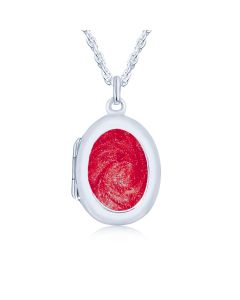 LifeStone™ Ladies Sterling Silver Cremation Ashes Oval Photo Locket-Rose