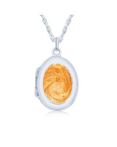LifeStone™ Ladies Sterling Silver Cremation Ashes Oval Photo Locket-Sunflower