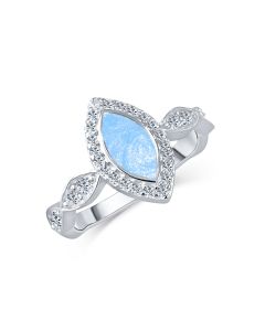 LifeStone™ Ladies Marquise Cremation Ashes Ring-Azure-Sterling Silver