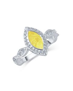 LifeStone™ Ladies Marquise Cremation Ashes Ring-Daffodil-Sterling Silver
