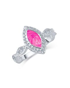 LifeStone™ Ladies Marquise Cremation Ashes Ring-Magenta-Sterling Silver