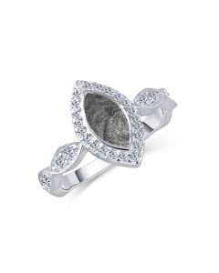LifeStone™ Ladies Marquise Cremation Ashes Ring-Midnight-Sterling Silver